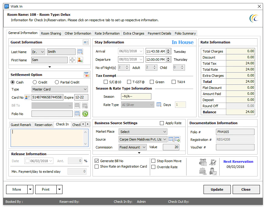 screenshot of eZee Frontdesk